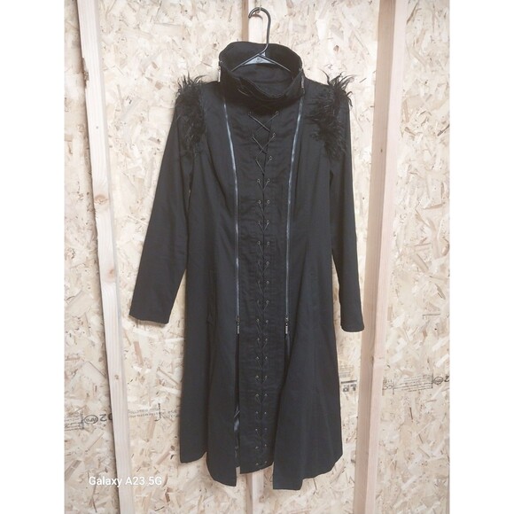 Punk Rave Large Long Black Jacket Gothic Punk - Picture 1 of 11
